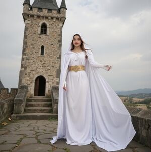 🆕Elegant white Velvet Hooded Cape Renaissance Medieval Queen👑Bride